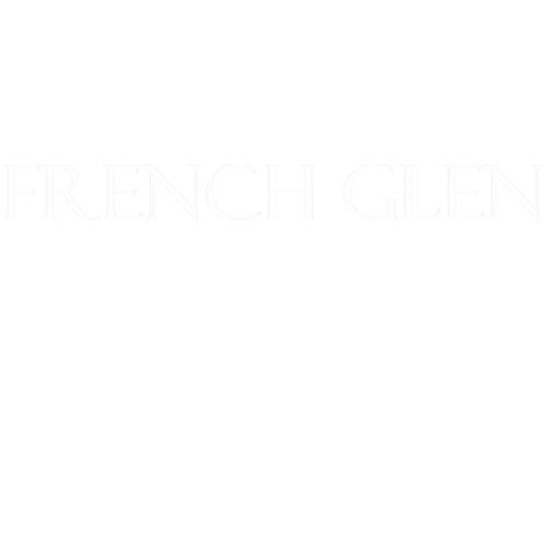 The image displays the words "FRENCH GLEN" in white text on a black background.